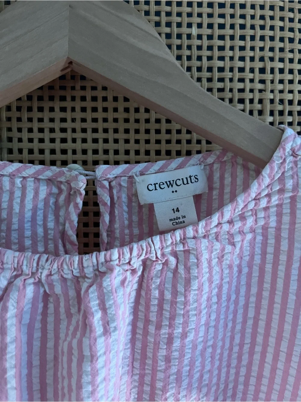Crewcuts Pink Striped Flutter Sleeve Top Girls 14